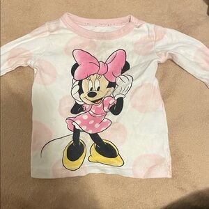 Disney Minnie Mouse Pink Polka Dot Long Sleeve Tee